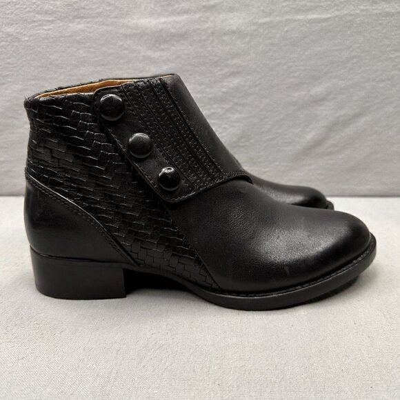 Ariat Spat Womens Size 6 (B) Ankle Boots Black Leather Pull On Snap Closure - Picture 1 of 8